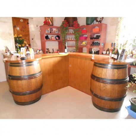 bar d angle en chene avec 2 demi barriques